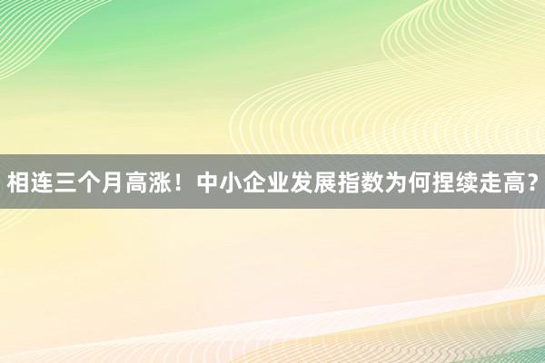 相连三个月高涨！中小企业发展指数为何捏续走高？